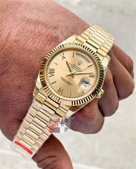 rolex solid gold day date 40mm champagne dial fluted diamond|Rolex Day-Date configurator.